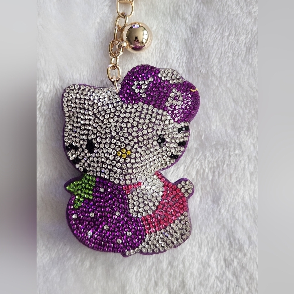 Hello Kitty Rhinestone Berry Keychain Bag Charm - Picture 2 of 4